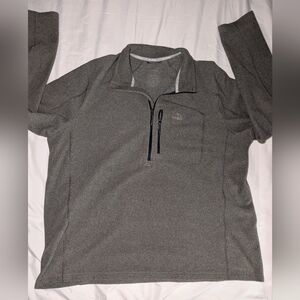 L.L Bean Men's Slightly Fitted XL Gray Quarter Zip Fleece Long Sleeve Sweatshirt